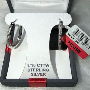 💎 Genuine Diamond Sterling Silver Hoop Earrings